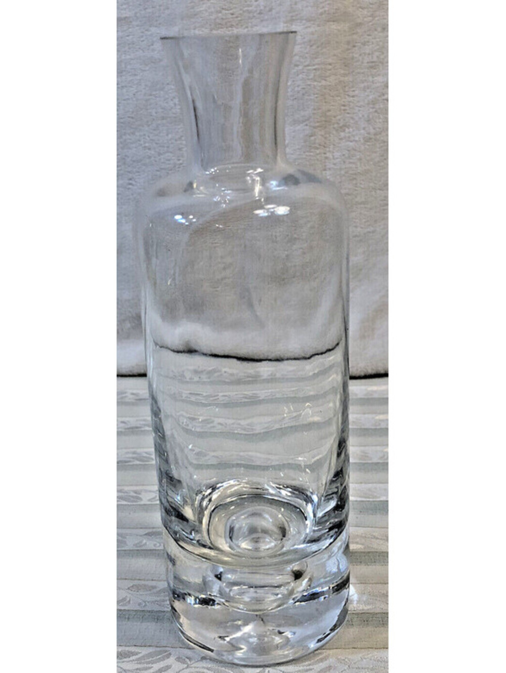 Krosno Crate & Barrel Old Fashioned Style Decanter Heavy Bottom Bubble Poland